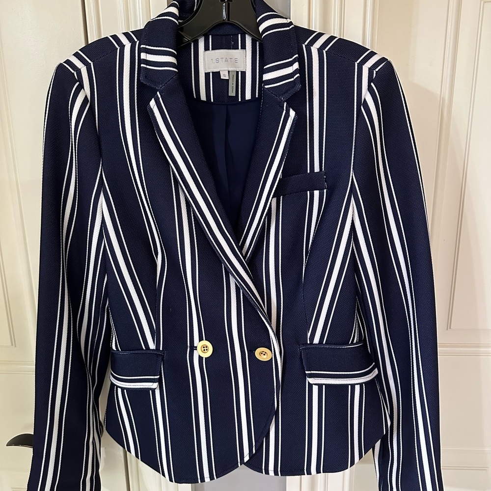 Navy Striped Blazer by [Brand]